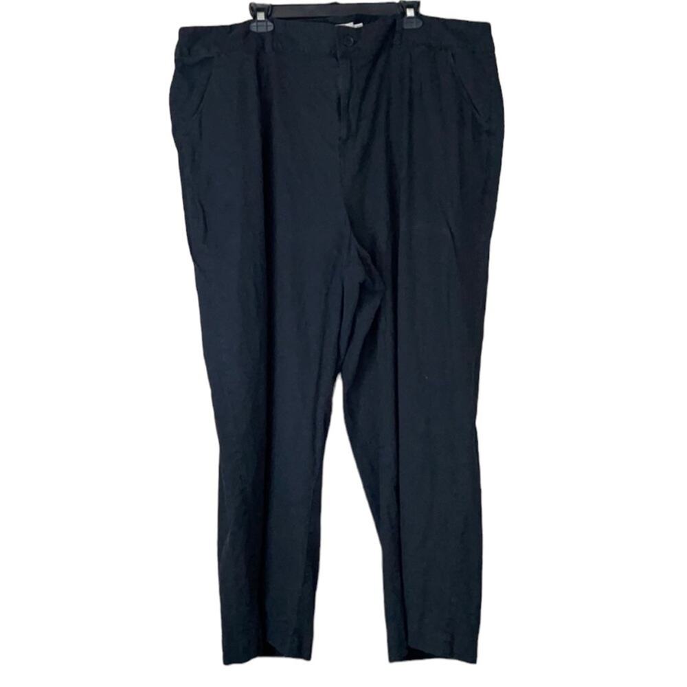 Torrid Linen Wide Leg Pants High Waist Solid Black Size 28